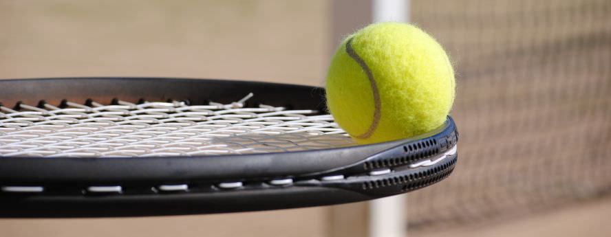 Green Tennis Ball On Racket Exercise And Keep Healthy 