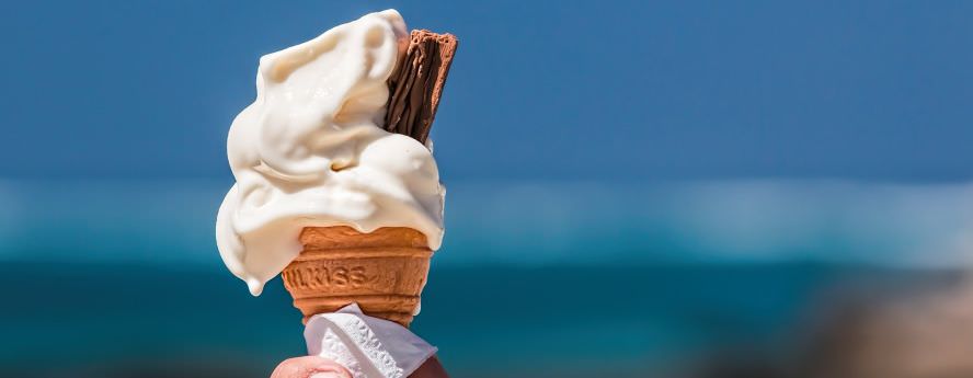 Vanilla Ice Cream Cone And Chocolate Flake Summer Sugar Treat 